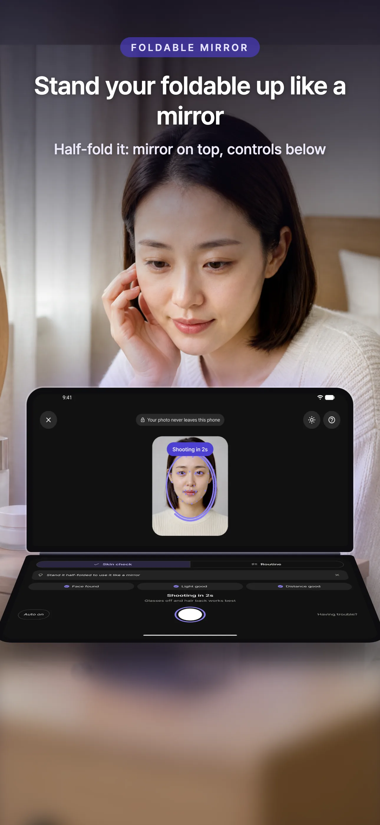 SkinDecode 폴더블 거울 모드 화면 / Foldable mirror mode screen